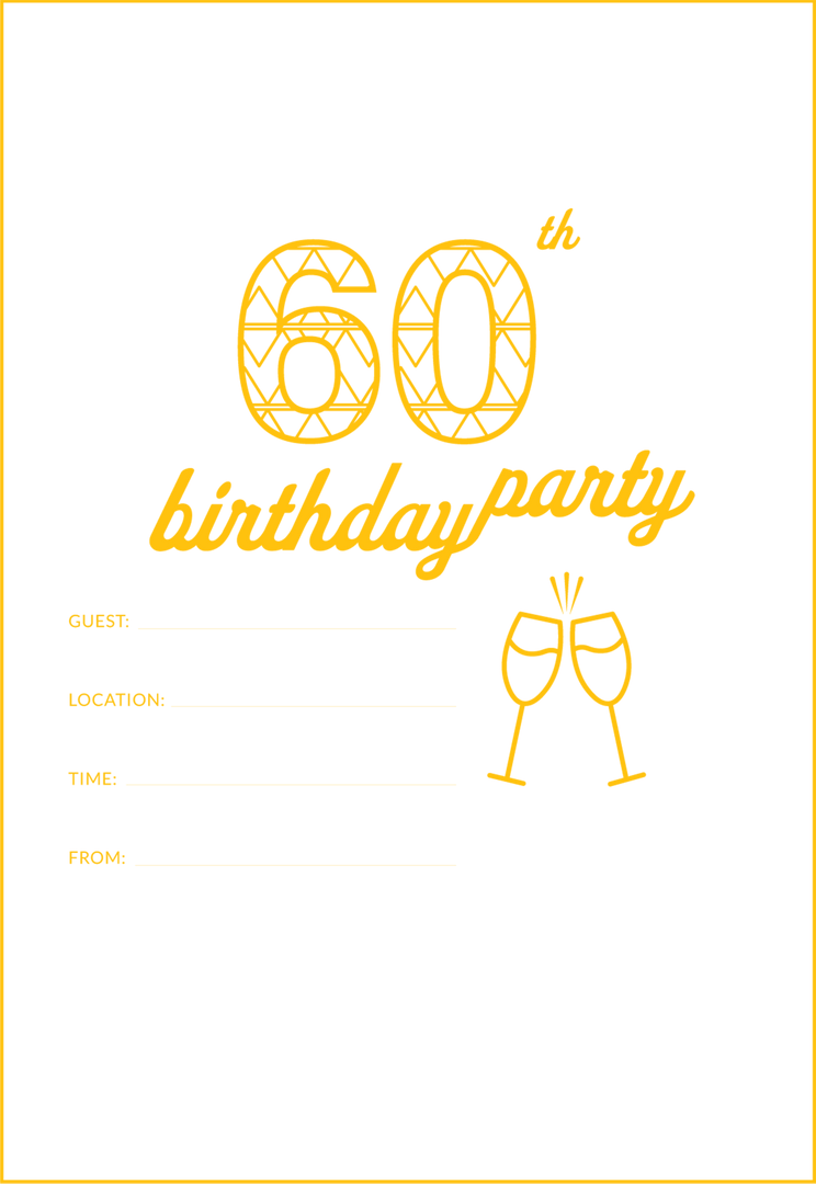 60th Birthday Party Invitation with Yellow Pattern on Transparent Background - Download Free Stock Images Pikwizard.com