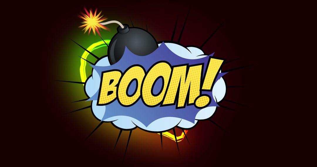 Dynamic Explosion Boom Text Neon Heart Graphic