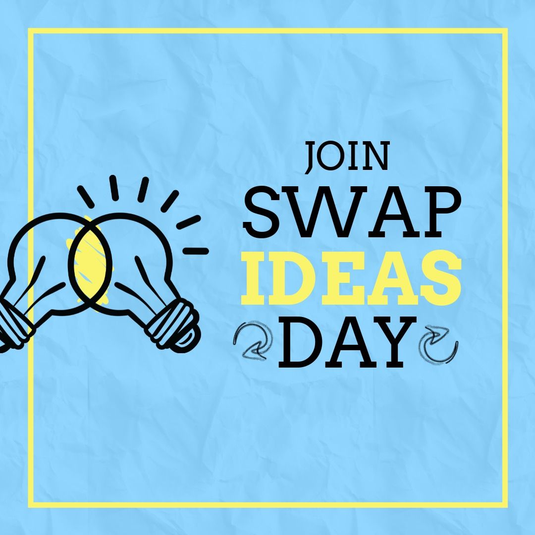 Illustration of join swap ideas day text with light bulbs and arrows on blue background, copy space - Download Free Stock Templates Pikwizard.com