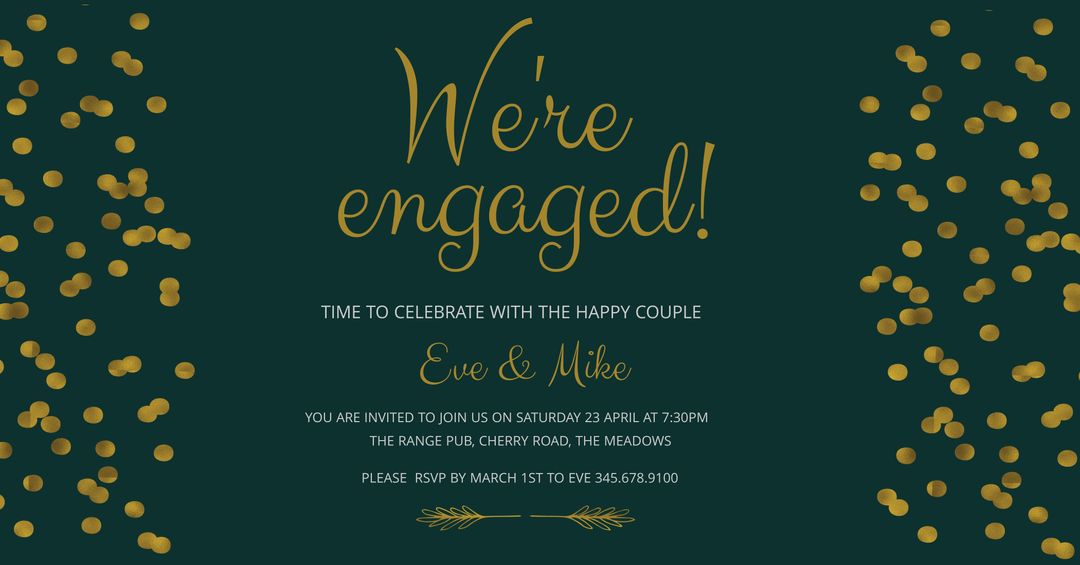 Elegant Engagement Announcement with Gold Sparkles