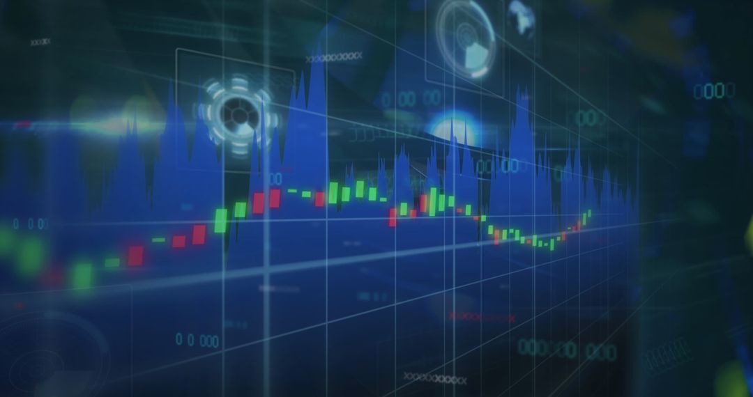 Abstract Digital Data Analysis Graph on Black Background