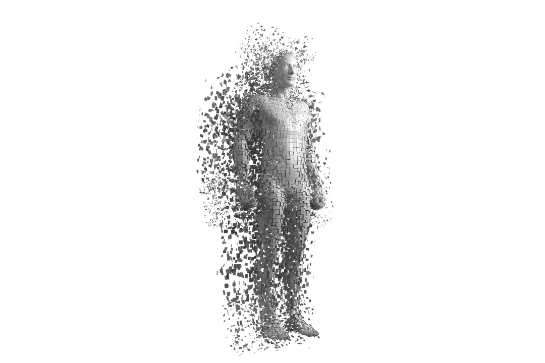 Pixelated 3D Man with Transparent Background in Gray Tones - Download Free Stock Images Pikwizard.com