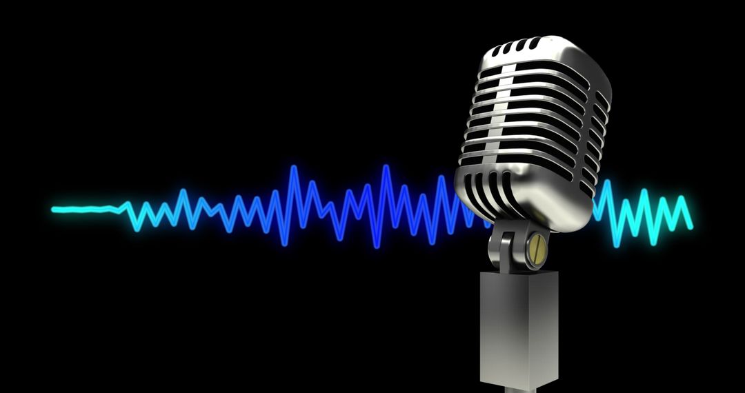 Retro Microphone with Vibrant Sound Wave Graphic