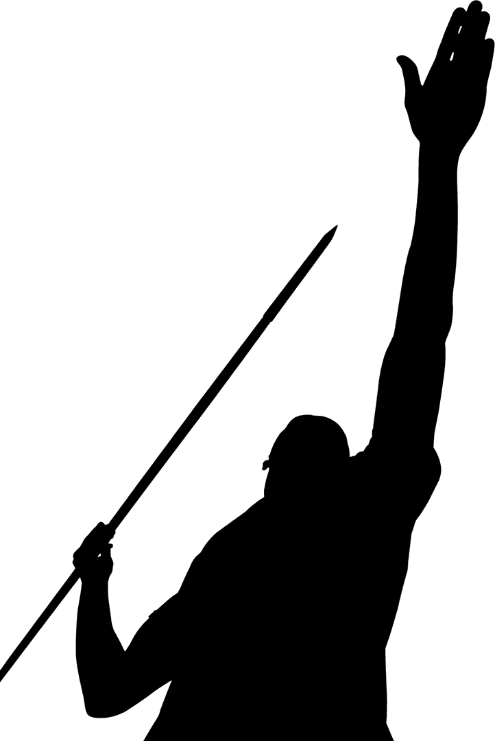 Dynamic Silhouette of Male Athlete Throwing Javelin on Transparent Background