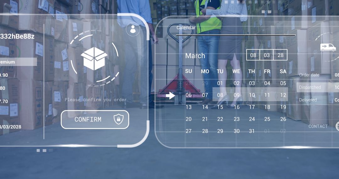 Digital Interface in Warehouse with Global Shipping Elements