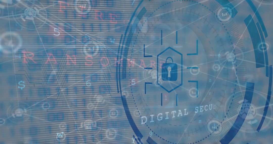 Digital Security Concept with Cyber Network Interface and Padlock