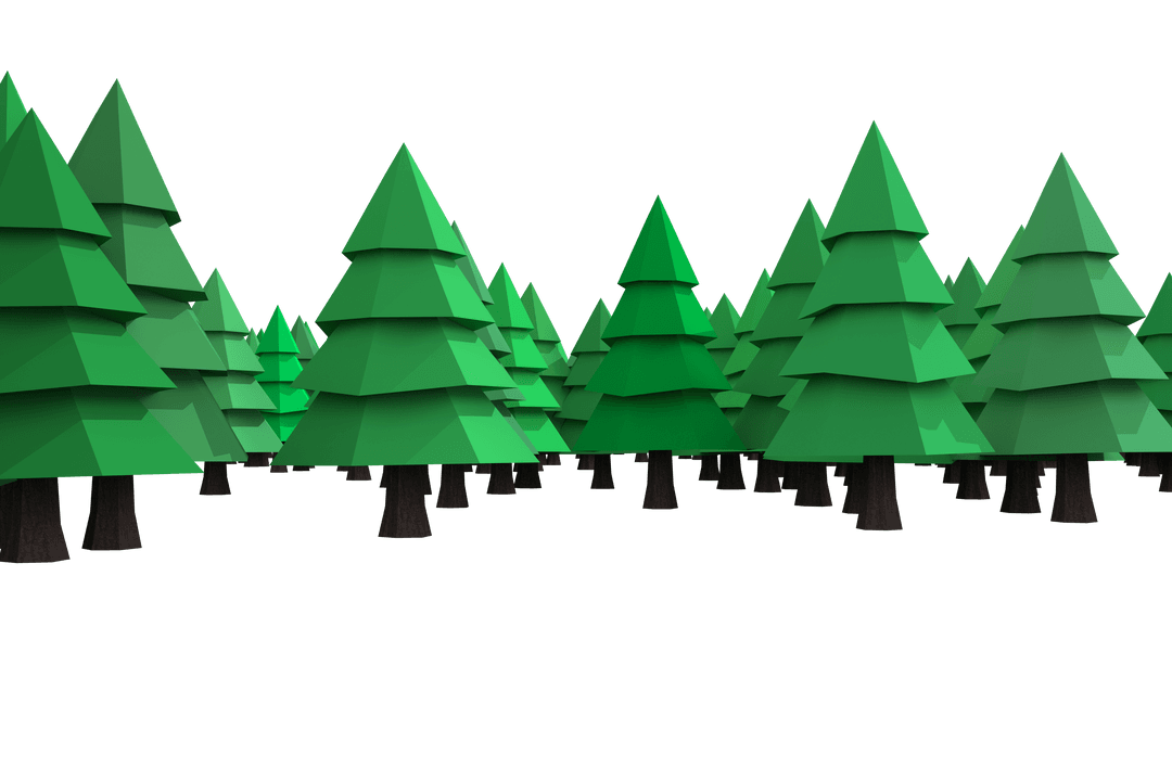 Transparent 3D Forest of Vibrant Geometric Trees
