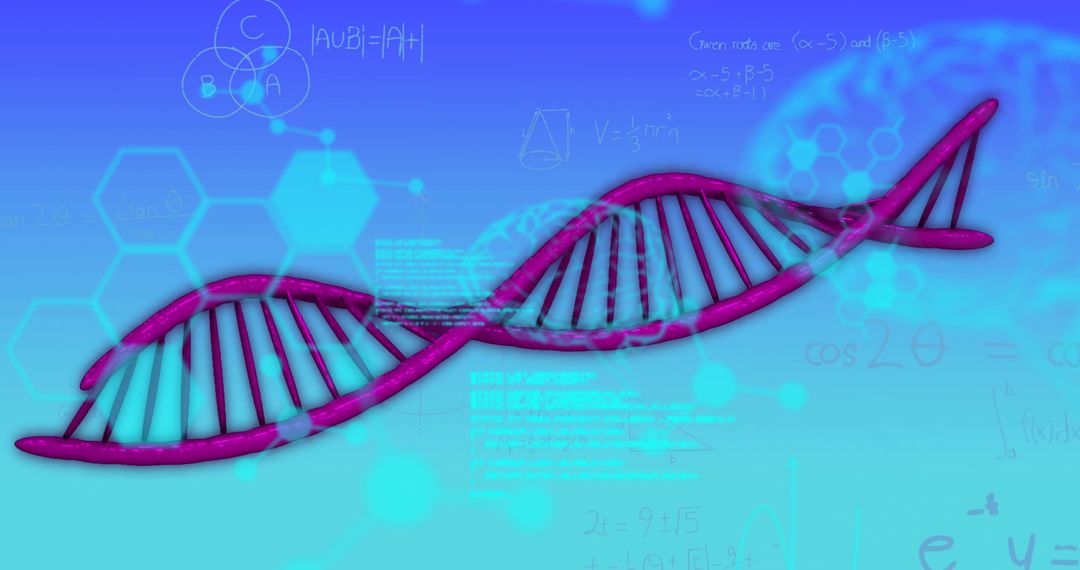 Medical Data Processing Over DNA Strand on Blue Background
