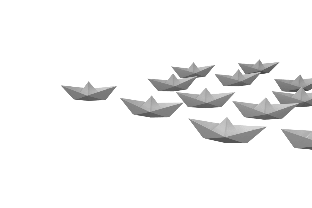 Transparent Paper Boats with Swimming Concept and Copy Space