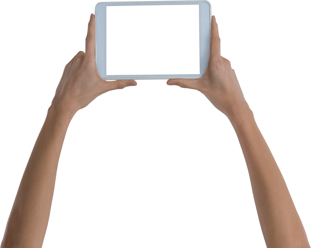 Hands Gripping Digital Tablet with Transparent Screen