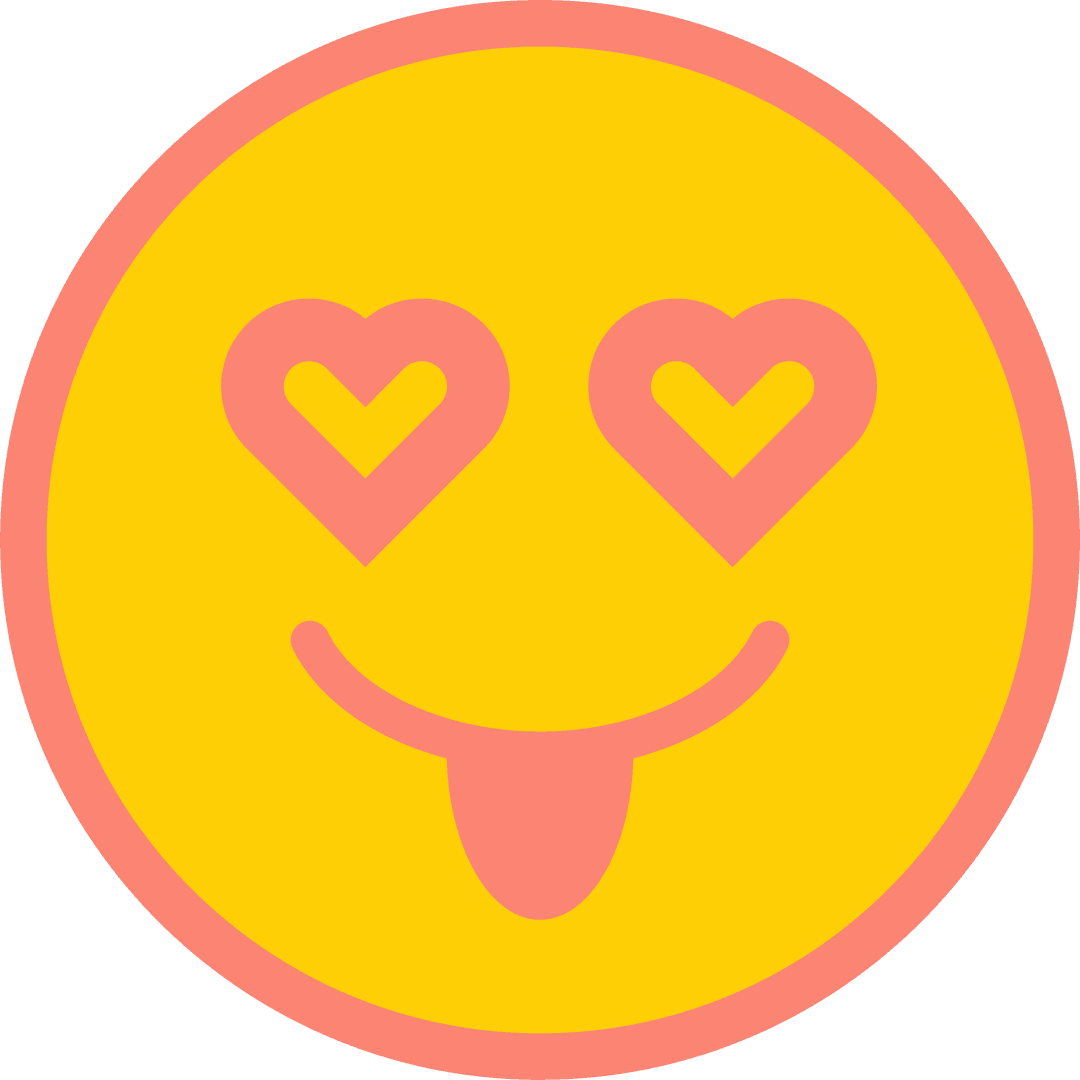 Heart Eyes Emoji with Tongue Transparent Background Digital Design