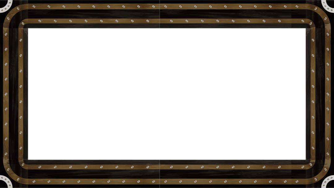 Transparent Nested Wood Frames with Rivets on Blue-Gray Background