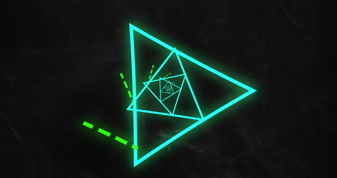 Neon Triangles Spinning on Black Background