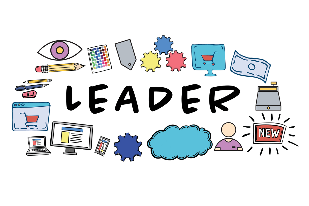 Transparent Business Icons Collage on Clear Background