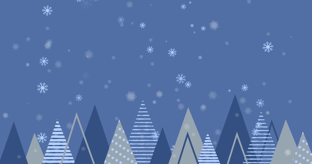 Festive Christmas Trees with Falling Snowflakes in Winter Scene