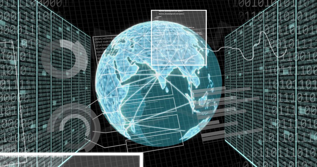 Futuristic Global Network with Digital Interfaces