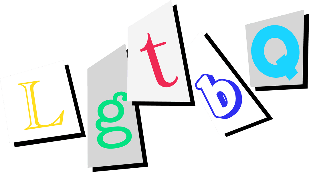 Colorful LGBTQ Letters on Transparent Background