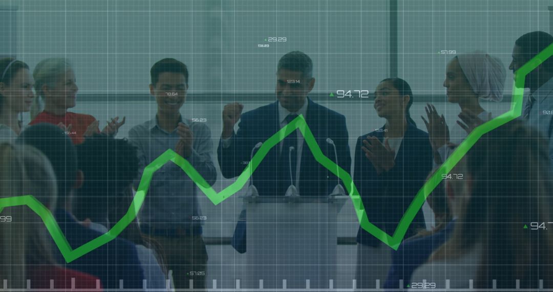 Diverse Team Analyzing Financial Growth Chart in Conference