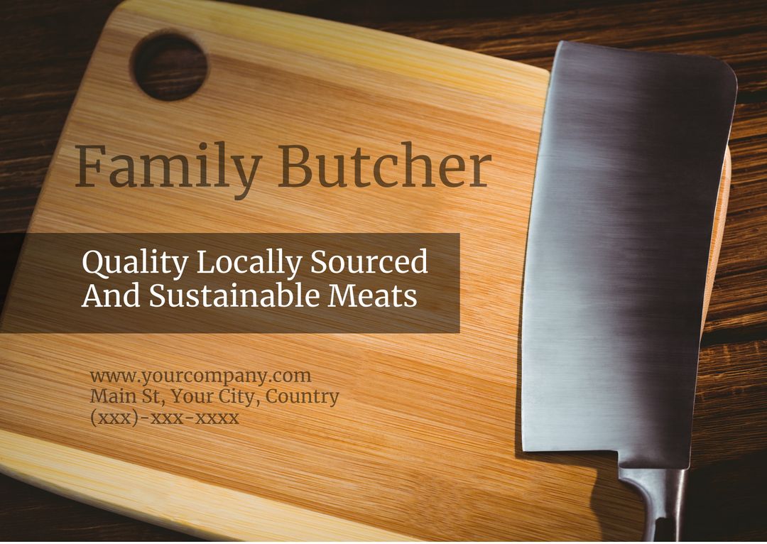 Butcher's Cleaver on Cutting Board Symbolizing Fresh Meats