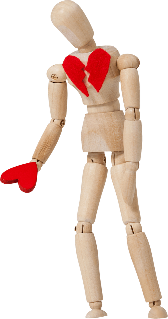 Transparent Wooden Figurine With Broken Heart
