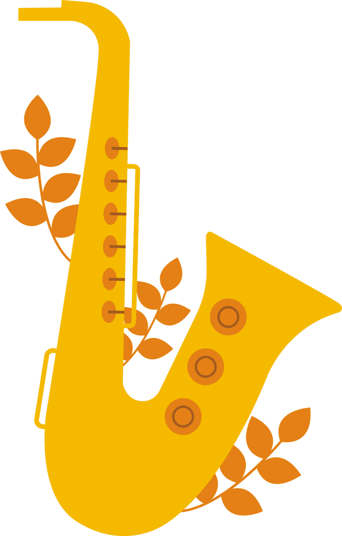 Translucent Jazz Saxophone with Orange Botanical Accents