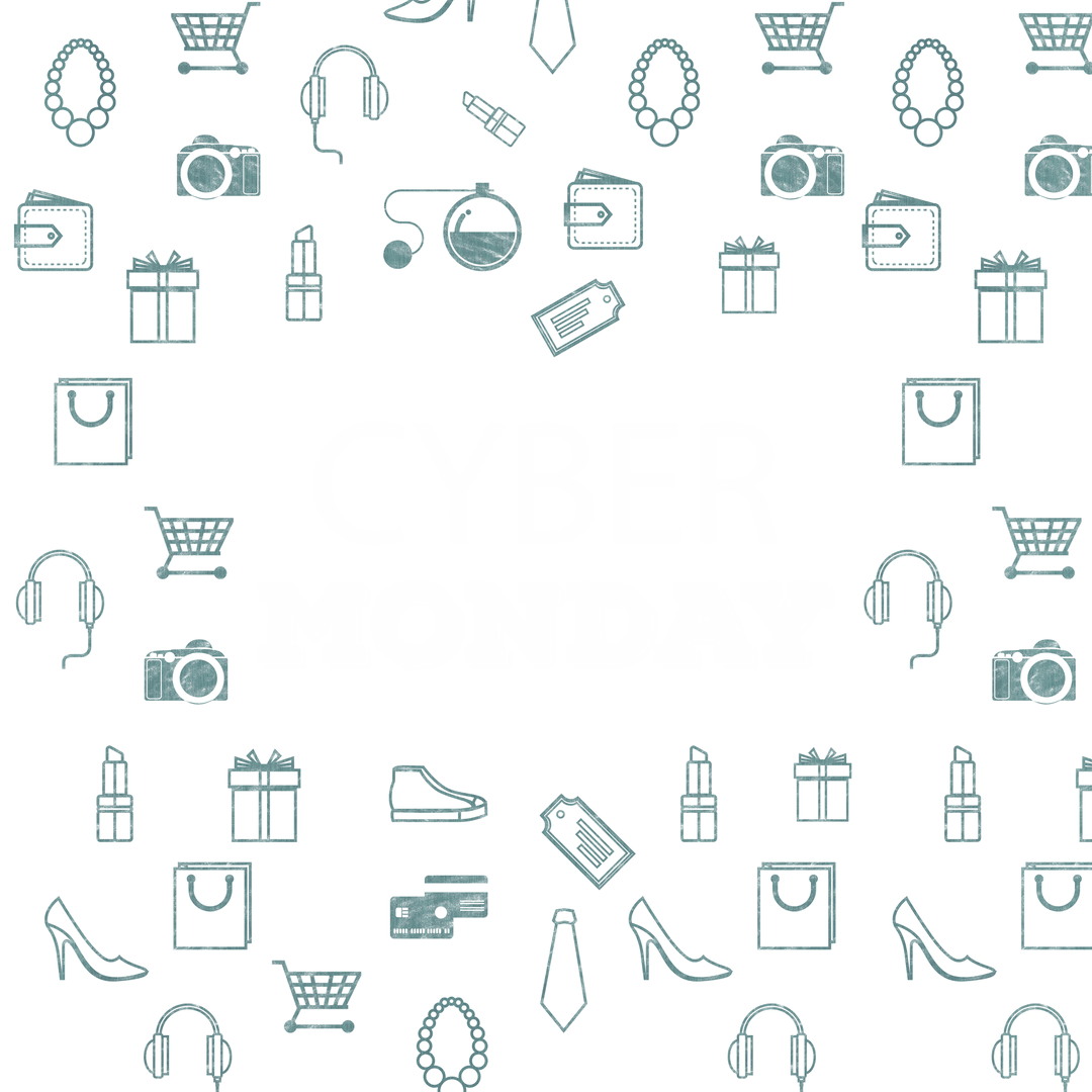 Transparent Cyber Monday Shopping Symbols Background Vector