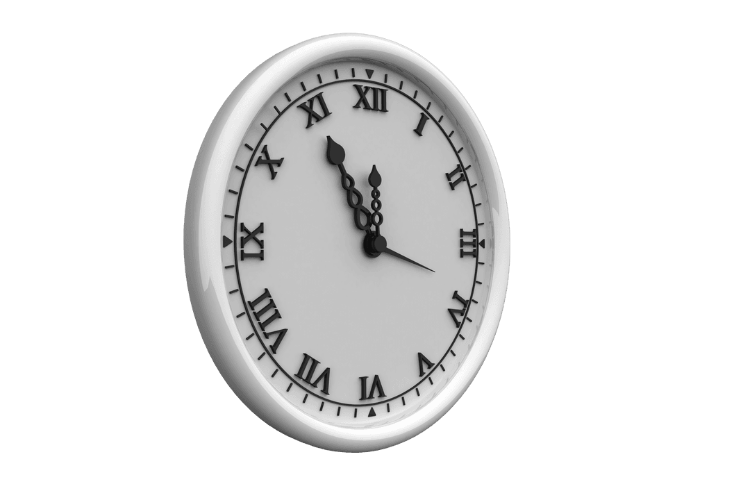 Digital Clock with Roman Numerals on Transparent Background