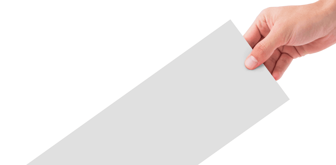 Transparent Hand Holding Blank Paper on Isolated Background