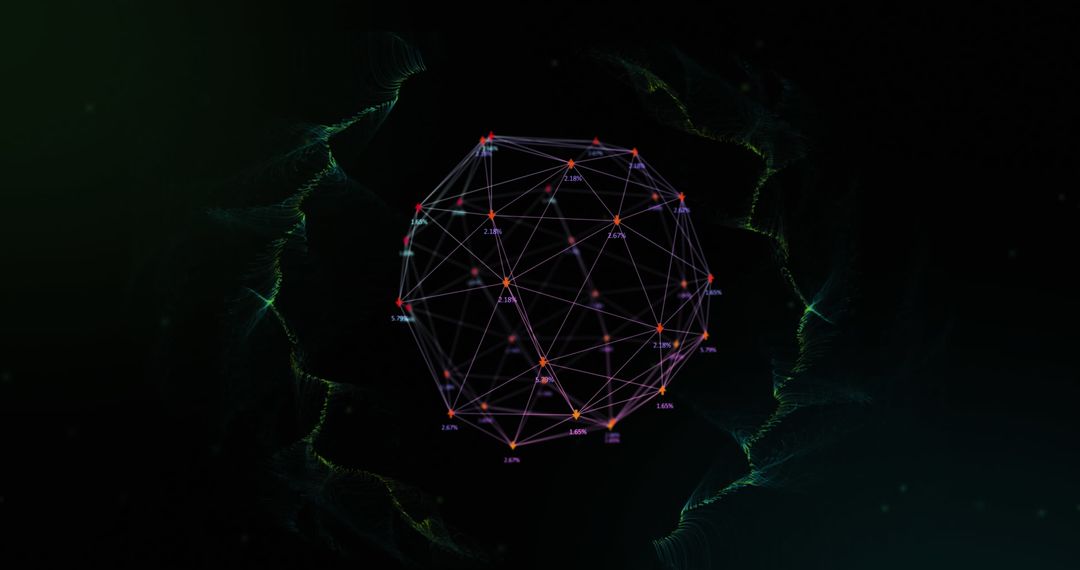 Digital Network Sphere with Green Light Trails