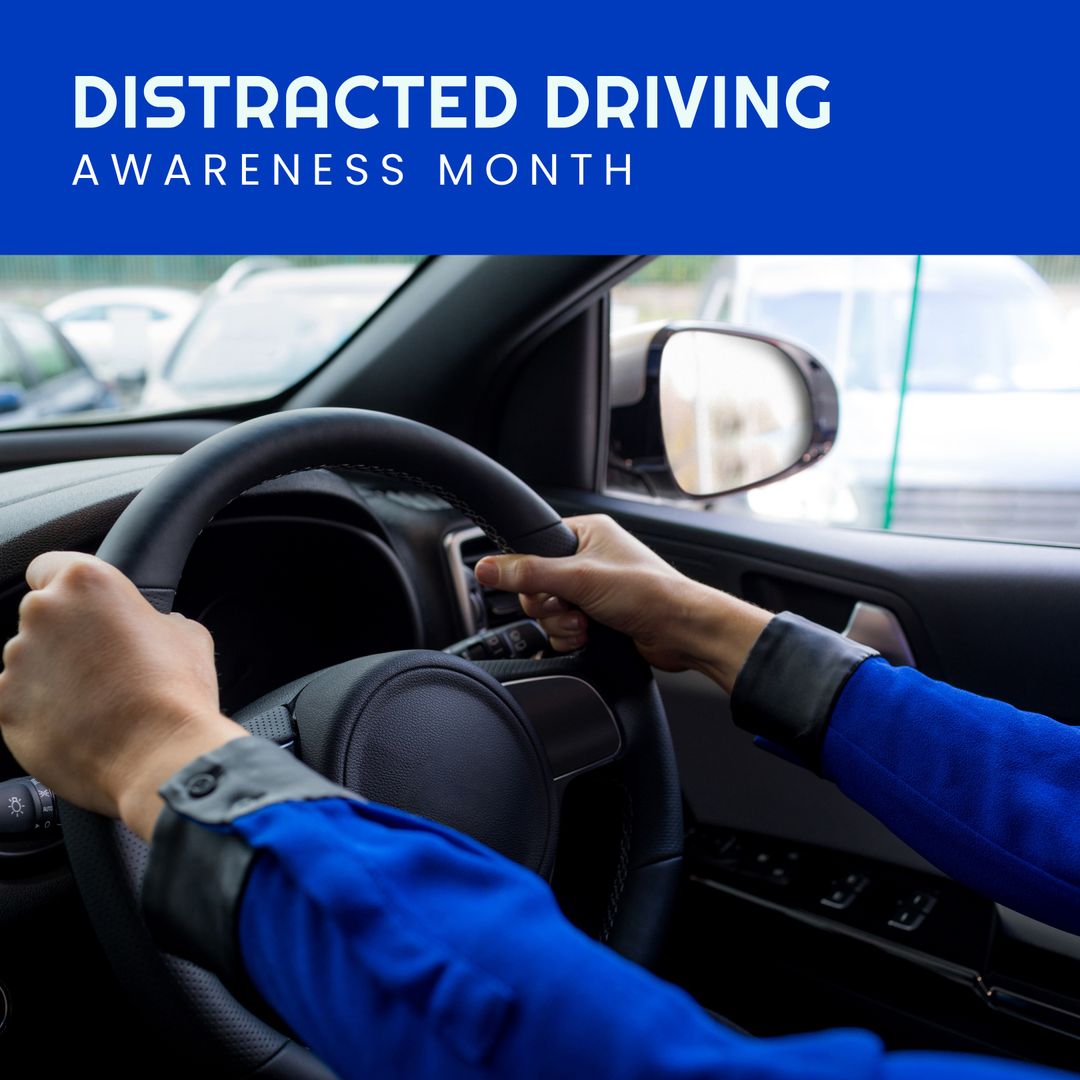 Distracted Driving Awareness Month Promotion with Focus on Safety - Download Free Stock Templates Pikwizard.com