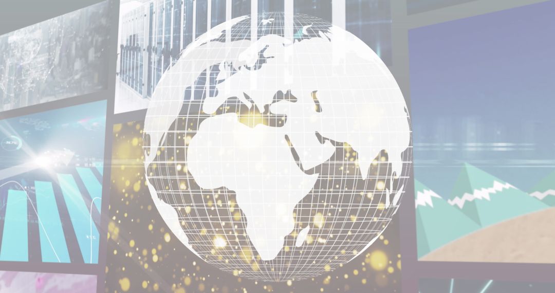 Digital Globe with Rotating Visual Effects and Digital Screens