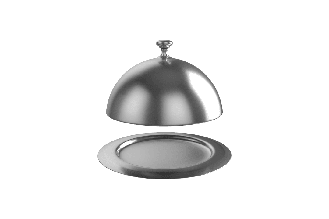 Transparent Silver Cloche and Plate for Elegant Dining Illustration