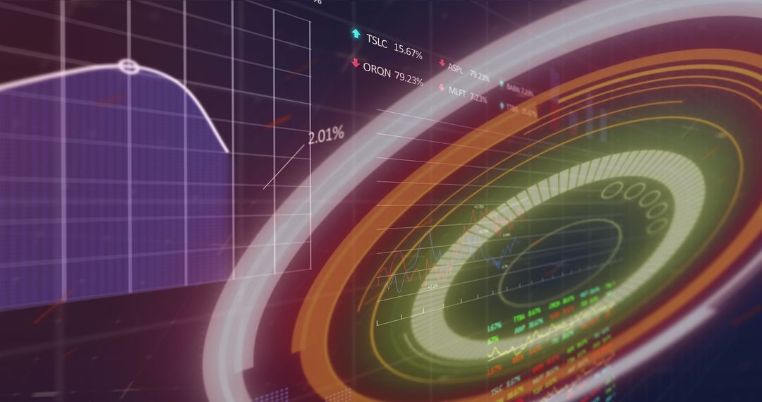 Futuristic Digital Clock Overlay with Abstract Data Visualization