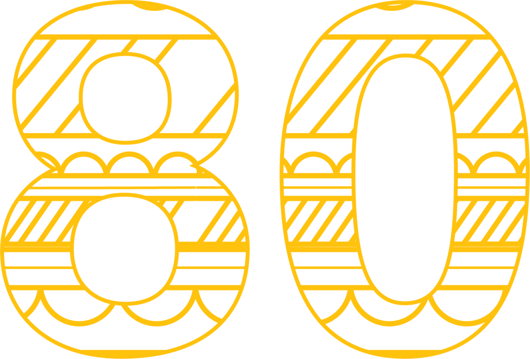 Transparent Yellow 80 Number Typographic Design for Celebrations