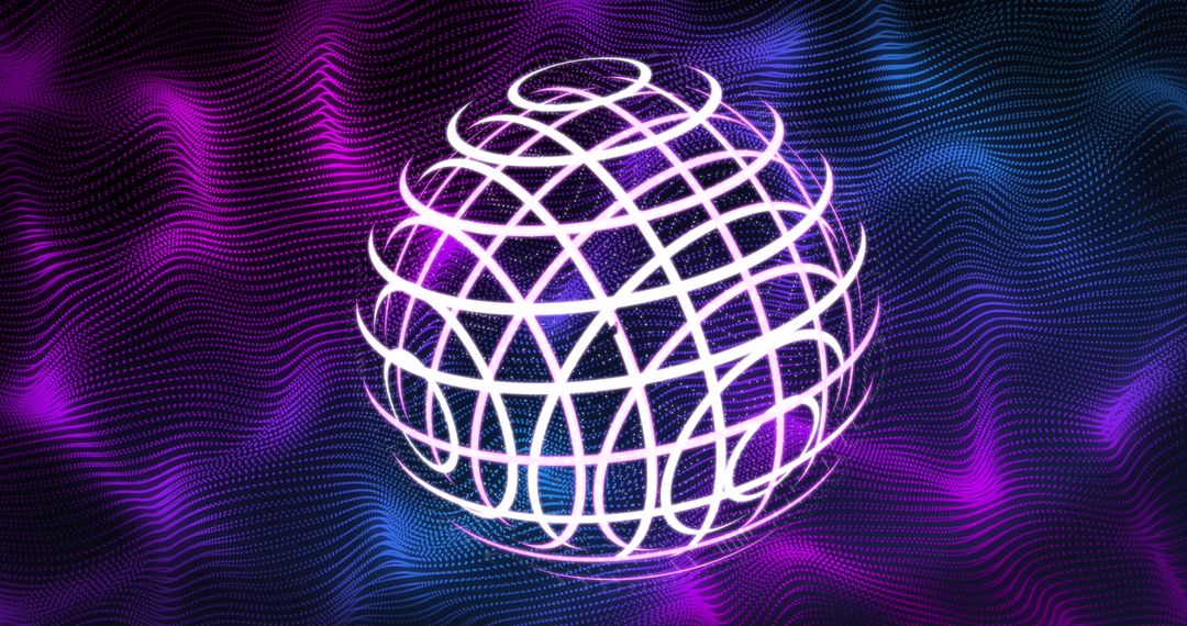 Abstract Globe Overlay on Vibrant Wavy Background