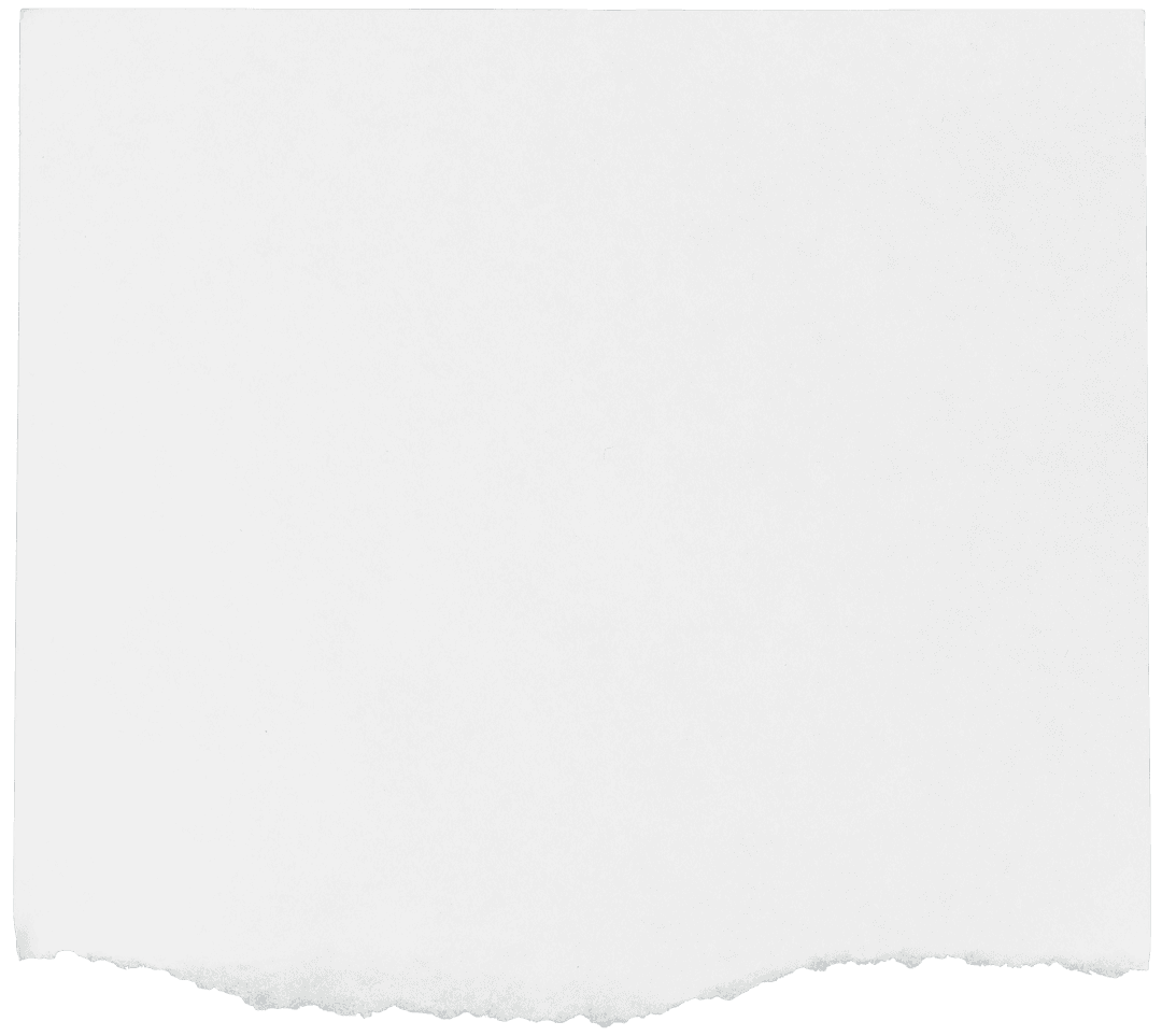 White Torn Paper Piece on Transparent Background with Rough Edges