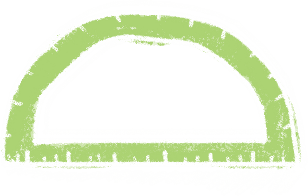 Transparent Green Protractor on Chalkboard Close-up