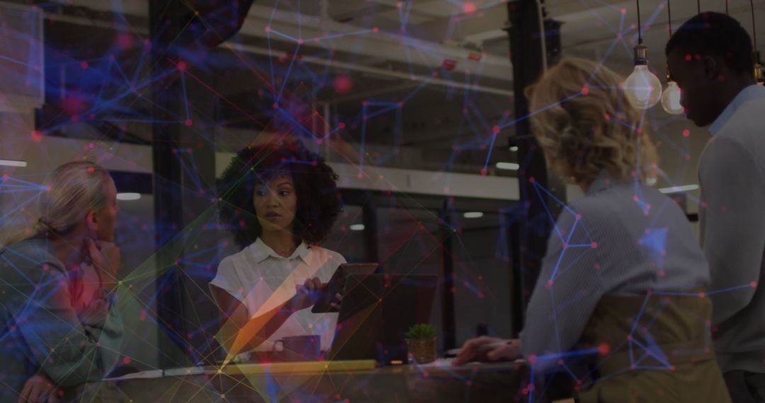 Diverse Team Collaborating in Tech-Infused Office