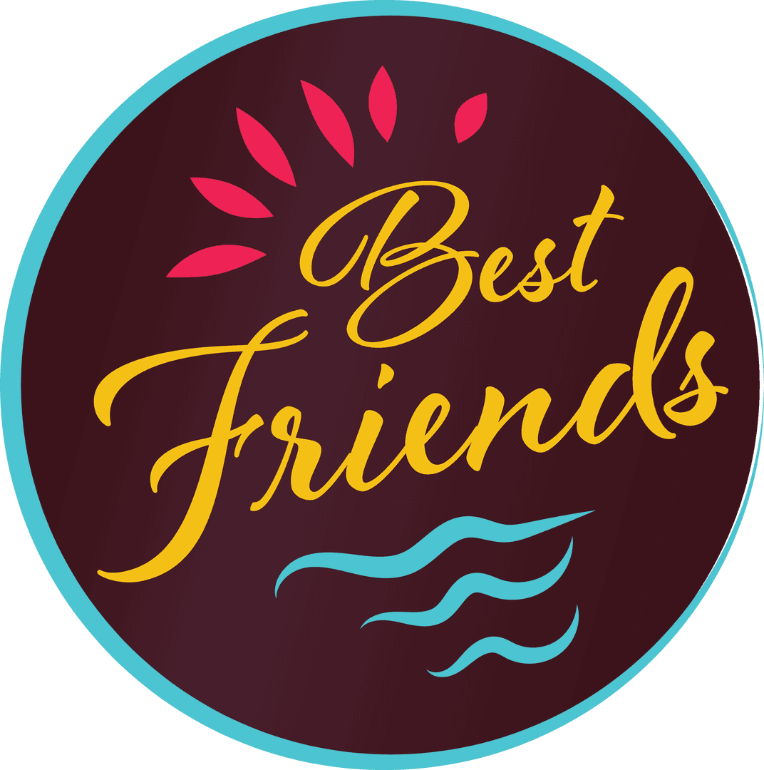 Best Friends Text Round Badge on Transparent Background