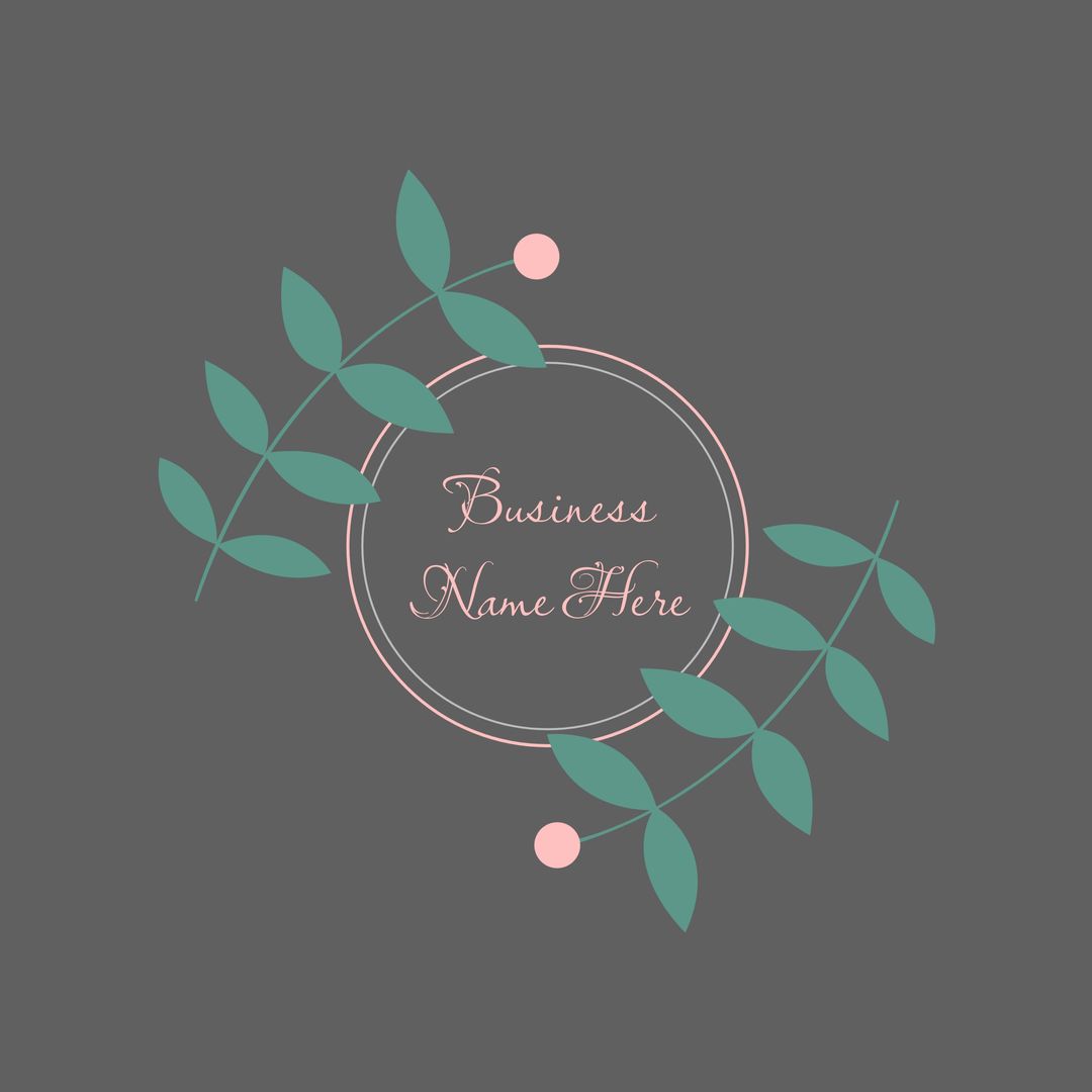 Elegant Logo Template with Green Leaves and Pink Accents - Download Free Stock Templates Pikwizard.com