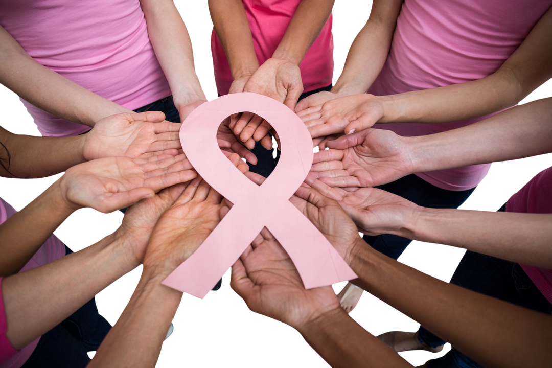 Transparent Group Holding Breast Cancer Awareness Ribbon Together - Download Free Stock Images Pikwizard.com