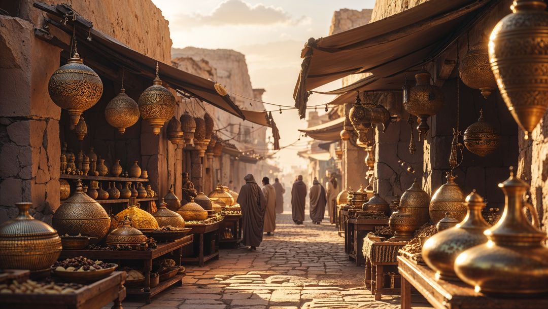 Exploring historic moroccan frankincense market with brass lanterns