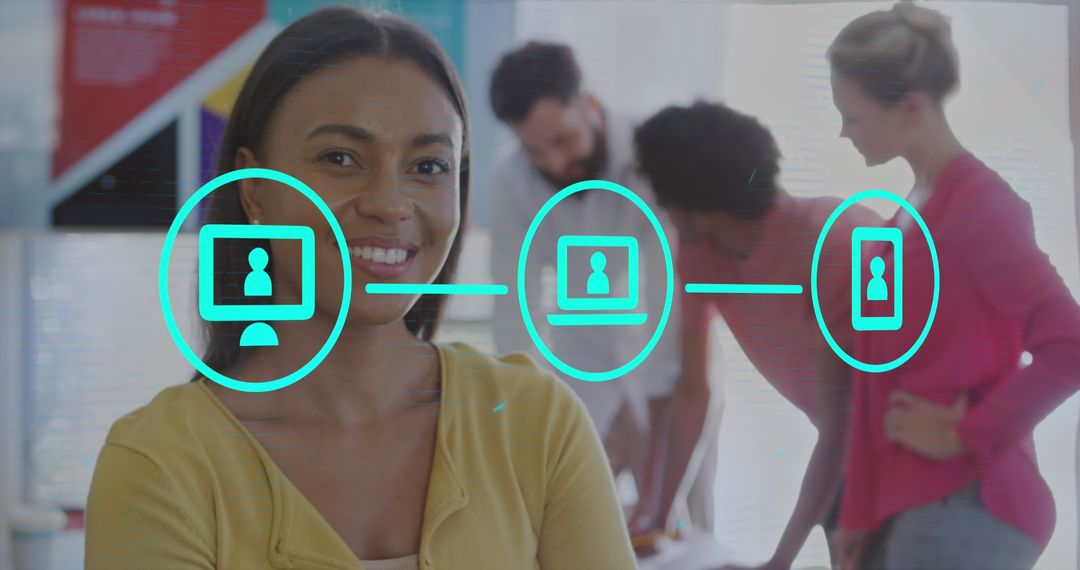 Digital Flowchart Over Professional in Modern Office Environment