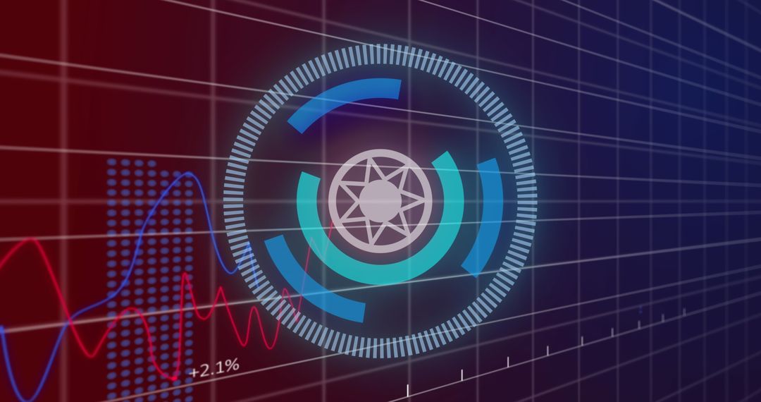 Futuristic Data Processing Interface with Scanning Symbol