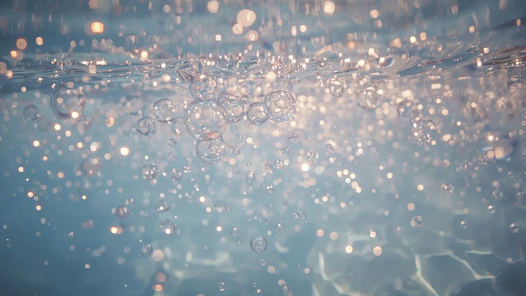 Tranquil Water with Shimmering Air Bubbles Lighting Surface