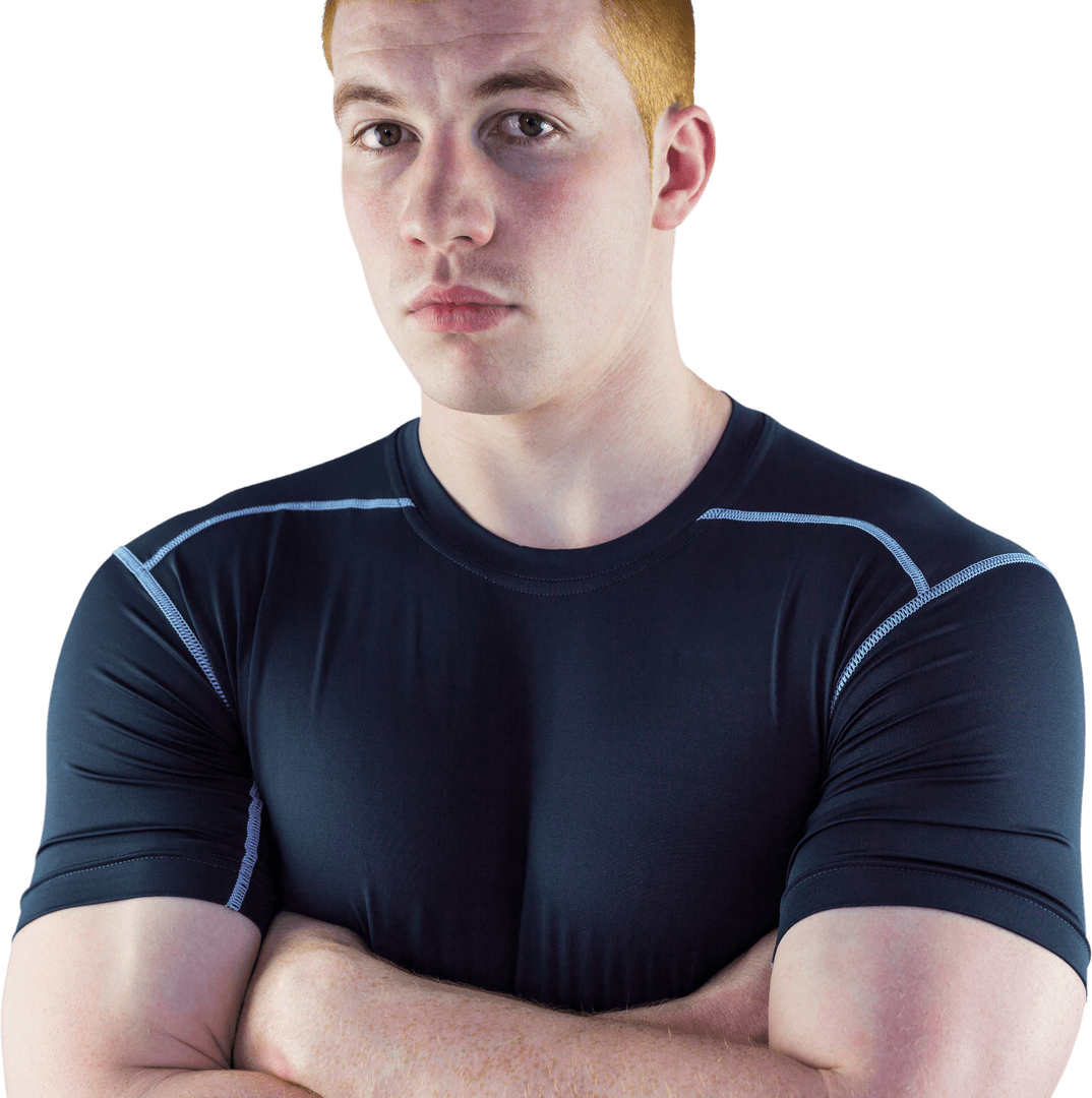 Transparent Portrait of Muscular Rugged Rugby Player with Crossed Arms