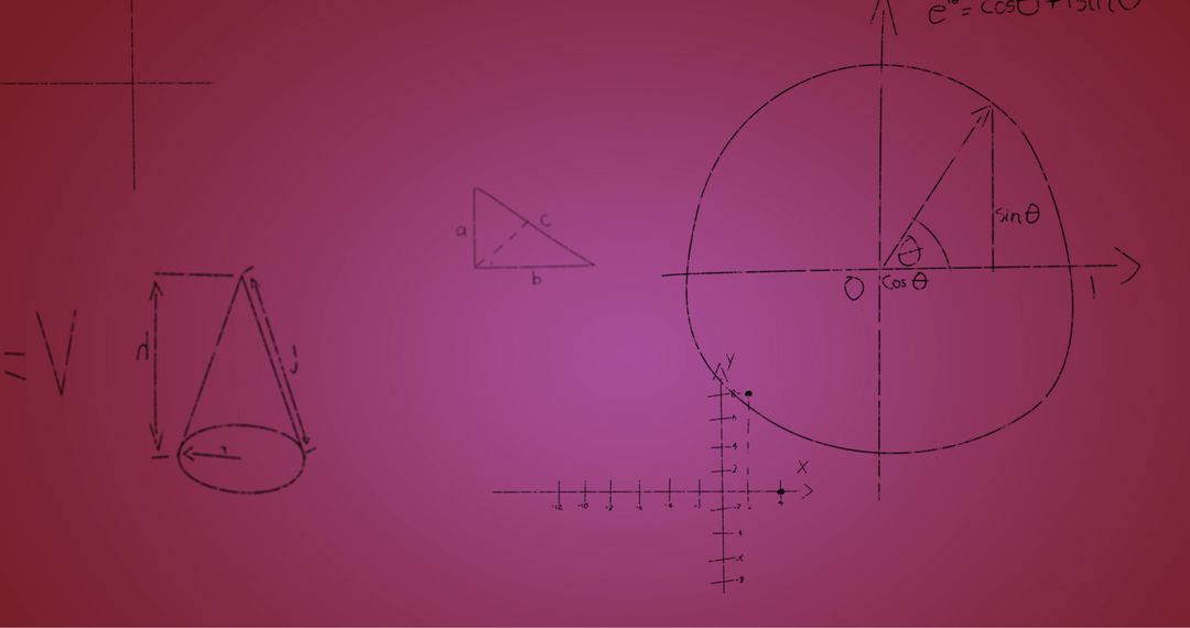 Handwritten Mathematical Formulas Over Vibrant Pink Background