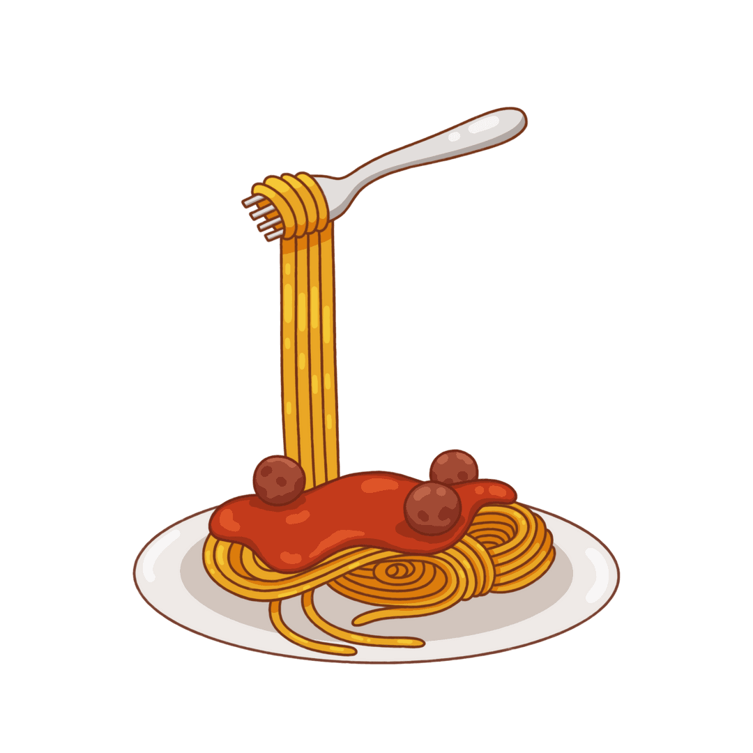Flat Illustration of Spaghetti on Transparent Background