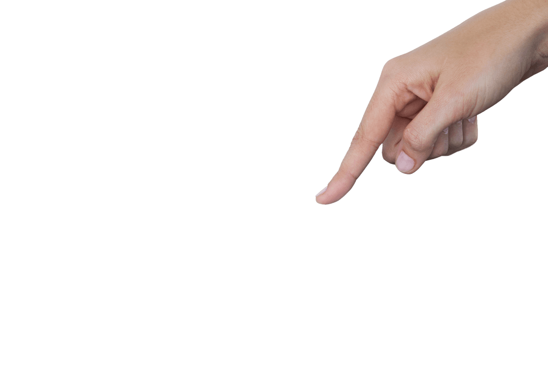 Transparent Finger Pointing Hand Isolated on White Background