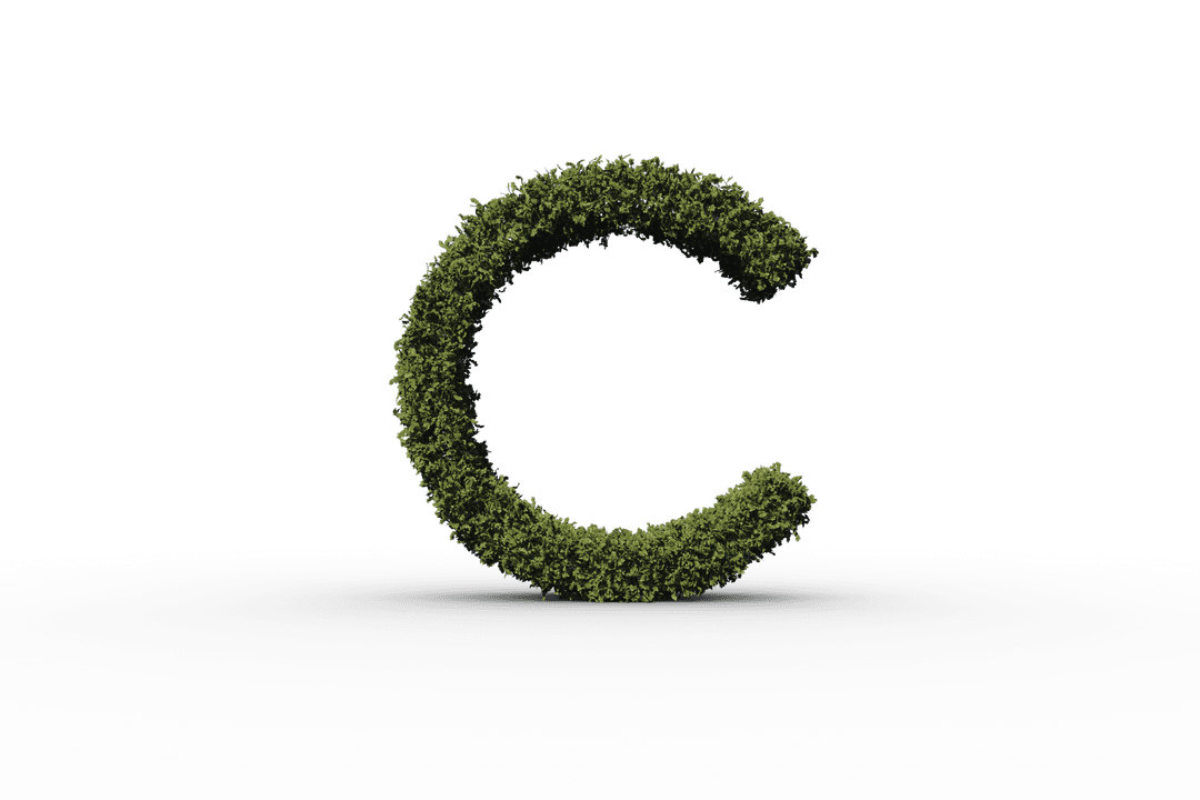 Grass-Covered Letter C Transparent Design Eco Theme